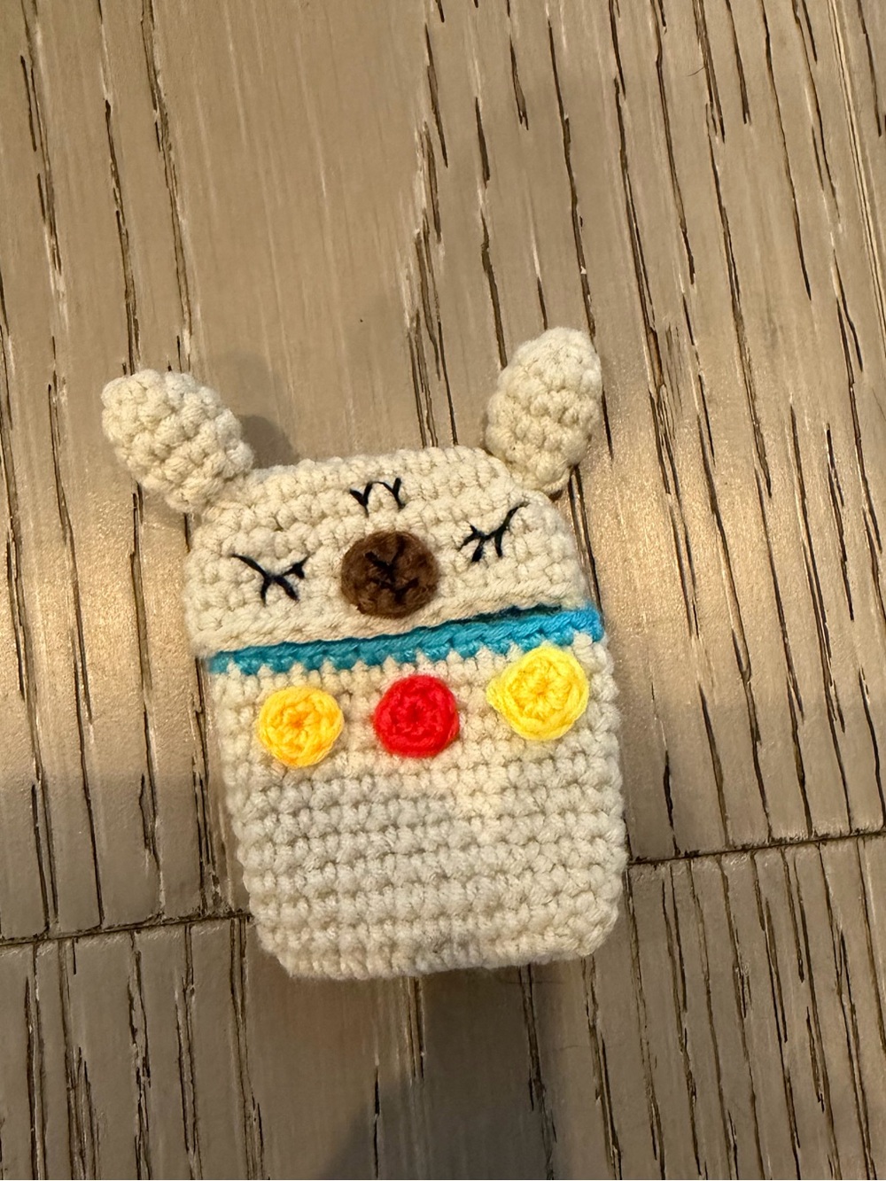 Handmade Cream Crochet llama  AirPods case with Colorful Accents